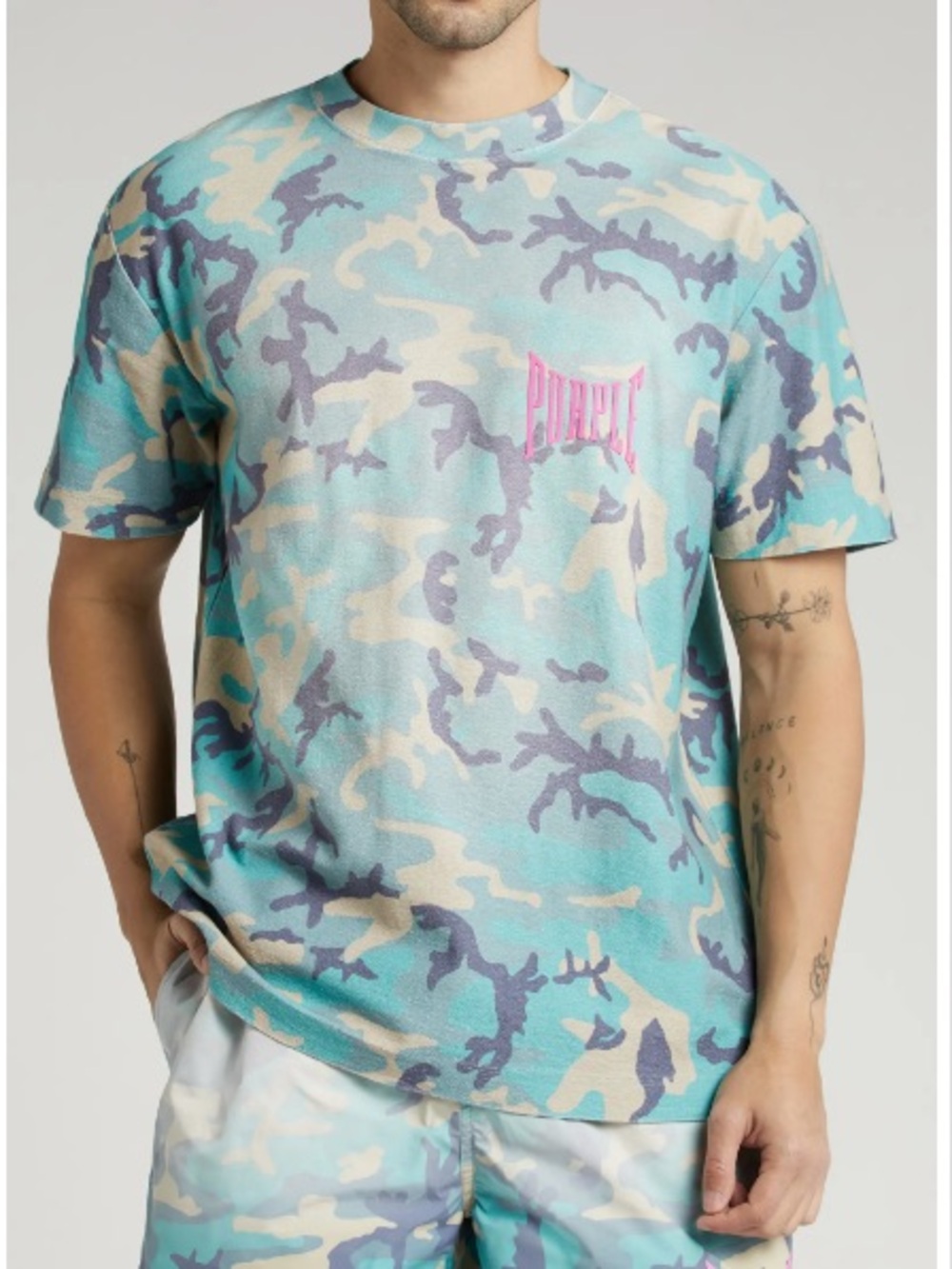 Purple Brand Camo Textured Jersey T-Shirt